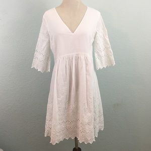 Madewell H6963 Eyelet Lattice Dress White Size 2